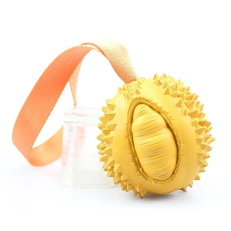 Durian shapes pet dog puzzle soft rubber ball chew toy