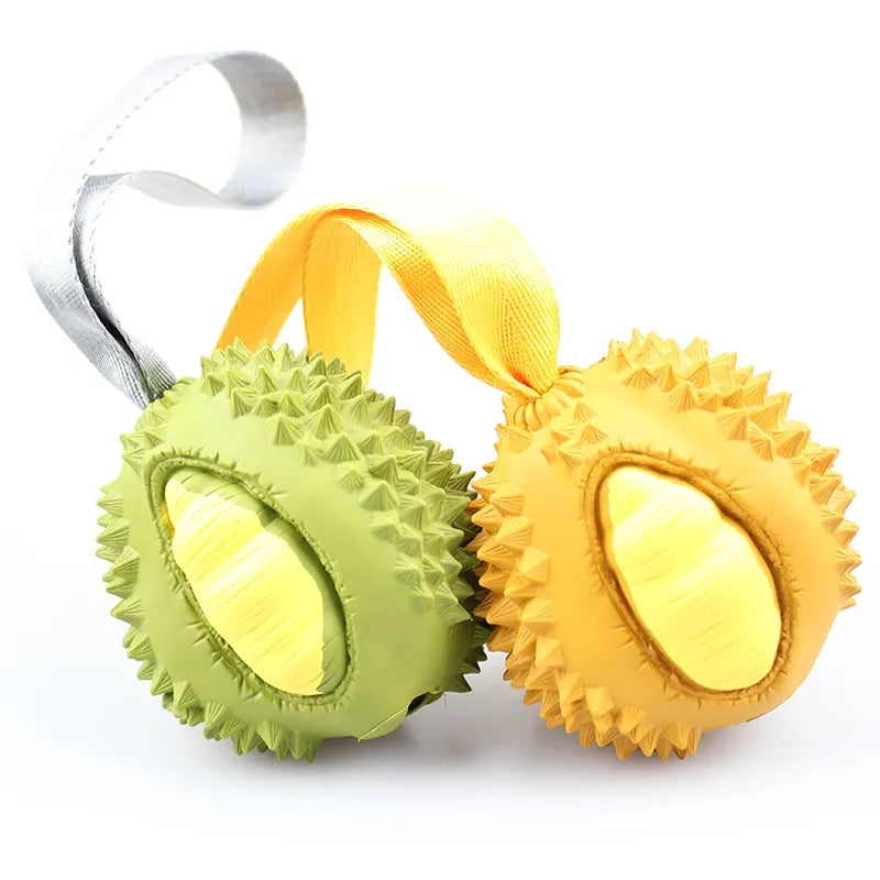 Durian shapes pet dog puzzle soft rubber ball chew toy