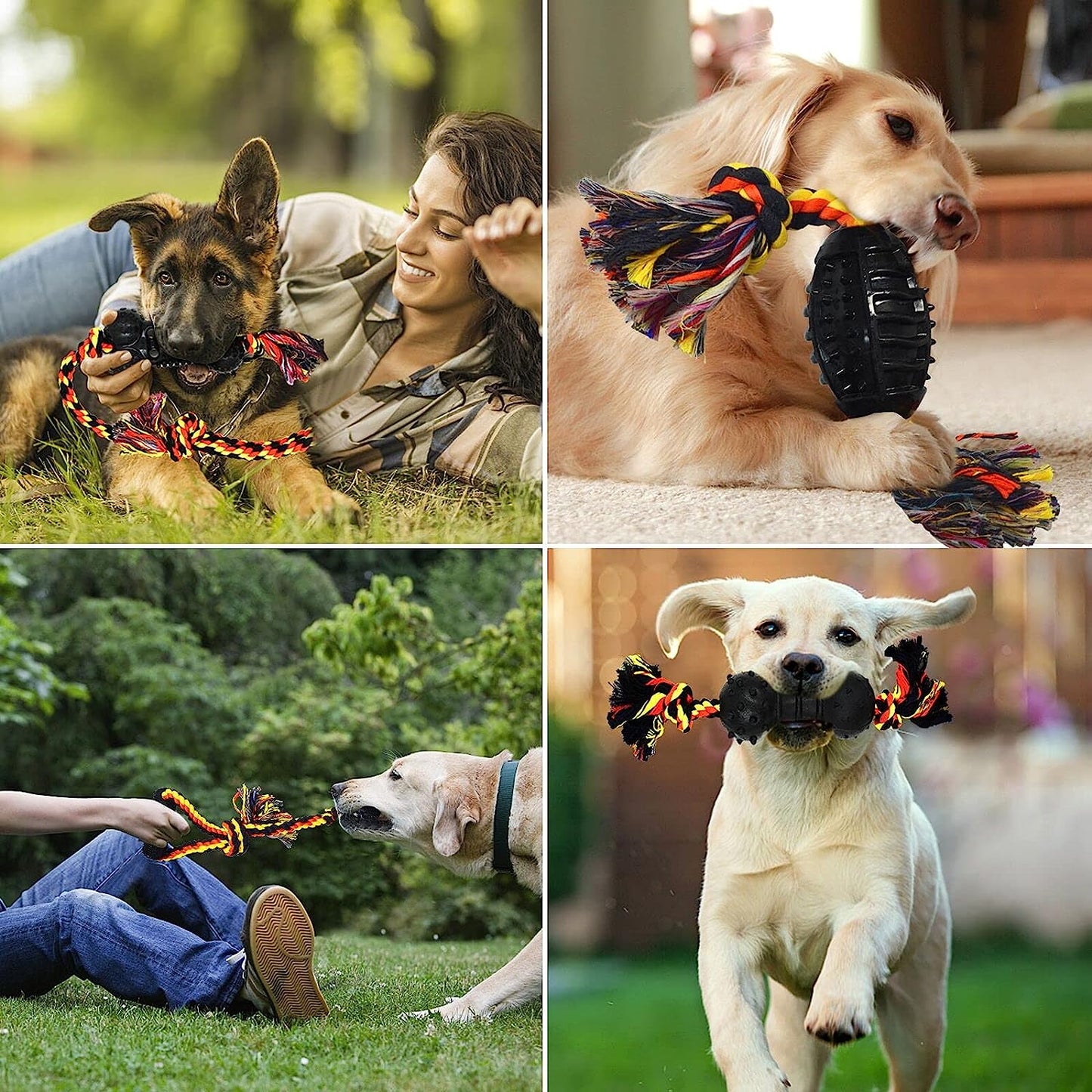 COOPET Rope Dog Chew Toys 6 Pack, Cotton Rope Rubber Dog Toys, Indestructible, Puppy Teething Toy