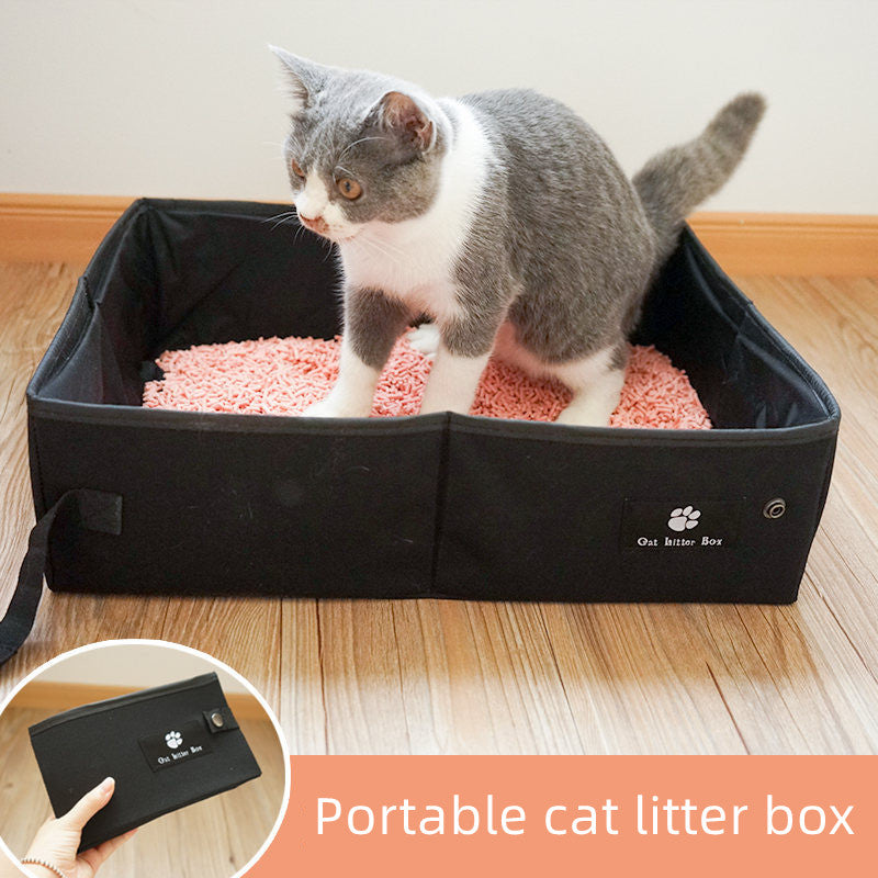 Coopetcn Travel Cat Litter Box with Lid Cat 45cm*35cm*12.5cm Travel Products