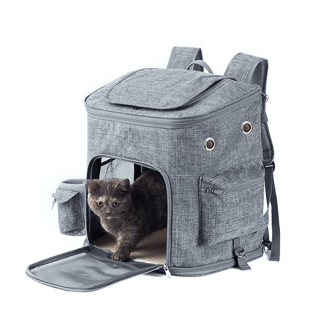 Coopetcn Pet Backpack Oxford Expandable Pet Bag 43*40*31cm Cat Bag