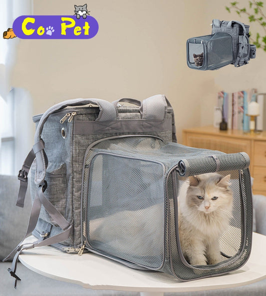 Coopetcn Pet Backpack Oxford Expandable Pet Bag 43*40*31cm Cat Bag