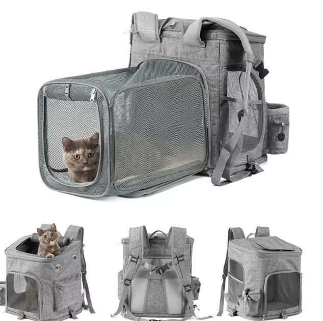 Coopetcn Pet Backpack Oxford Expandable Pet Bag 43*40*31cm Cat Bag