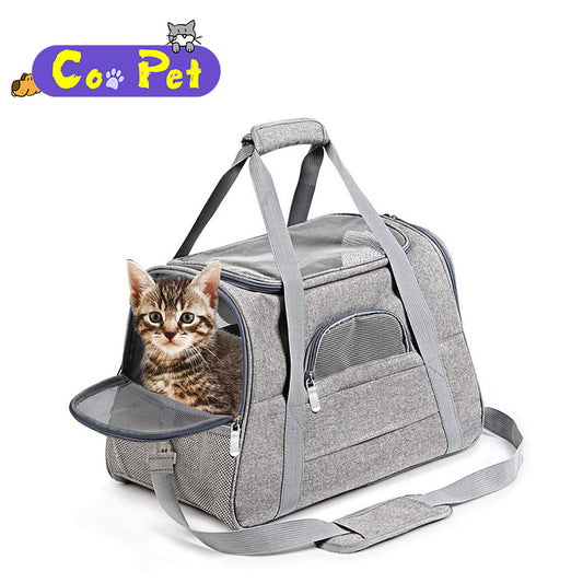 Coopetcn Airline Approved Shoulder Strap Collapsible Soft Sided Pet Travel Carrier Bag Kennel for Dog