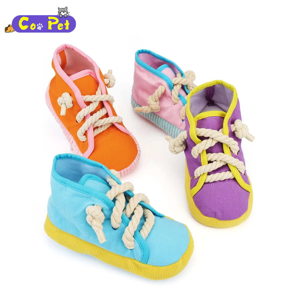 Coopetcn Bite Resistant Shoes Pet Toy Squeak Bite-resistant Clean Teeth Toy Dog Toy