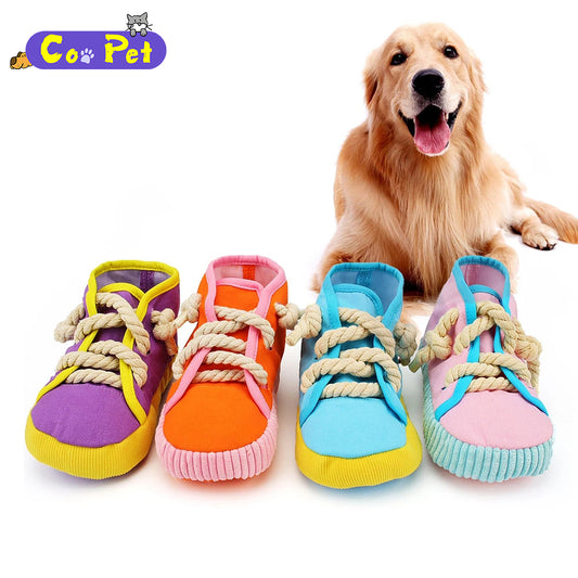 Coopetcn Bite Resistant Shoes Pet Toy Squeak Bite-resistant Clean Teeth Toy Dog Toy