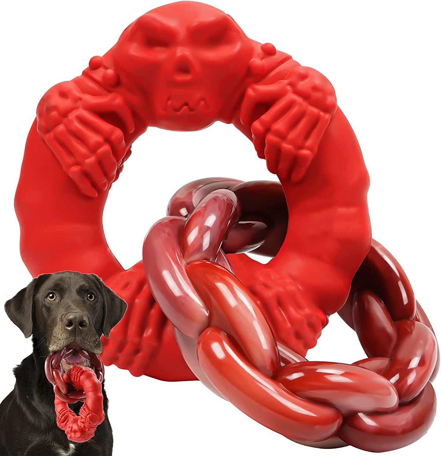 Dog Toys for Non-Toxic Natural Rubber & Nylon Durable Teething 5in Double-Ring Chew Toys