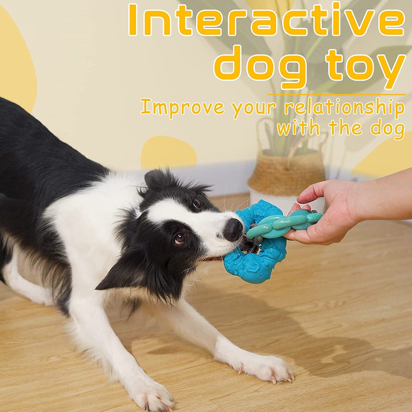 Dog Toys for Non-Toxic Natural Rubber & Nylon Durable Teething 5in Double-Ring Chew Toys