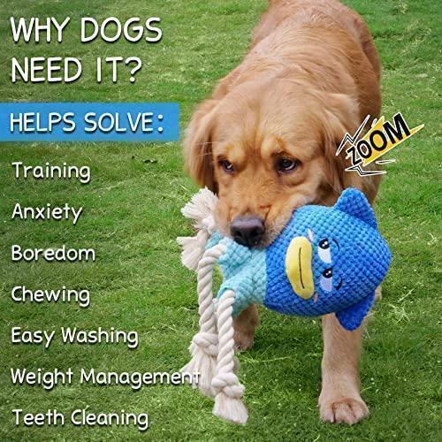 COOPET Tough Dog Chew Toys for Large Dogs, Squeaky Funny Rope Dog Toys for Tug Small Breed, Christmas Dog Toys(10.71 x 8.23 x 4.69 inches)