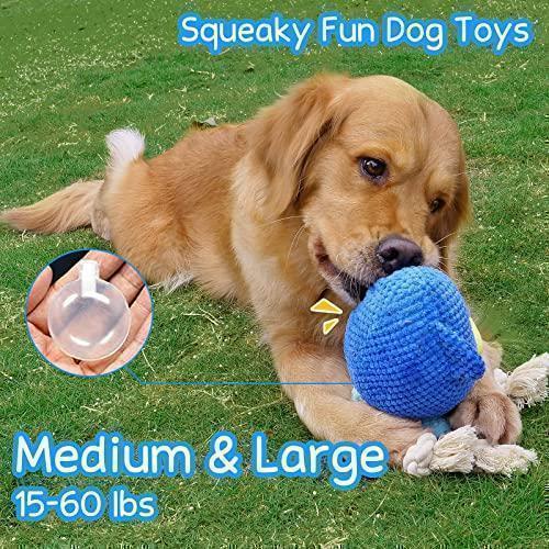 COOPET Tough Dog Chew Toys for Large Dogs, Squeaky Funny Rope Dog Toys for Tug Small Breed, Christmas Dog Toys(10.71 x 8.23 x 4.69 inches)