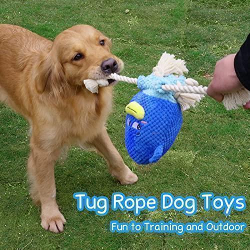 COOPET Tough Dog Chew Toys for Large Dogs, Squeaky Funny Rope Dog Toys for Tug Small Breed, Christmas Dog Toys(10.71 x 8.23 x 4.69 inches)