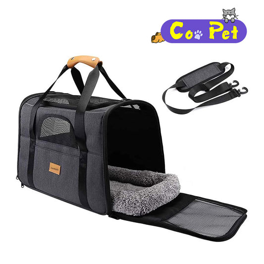 Coopetcn Cat Carrier Soft Dog Carrier 17*10*11inch Foldable  Portable Bag Pet Travel Products