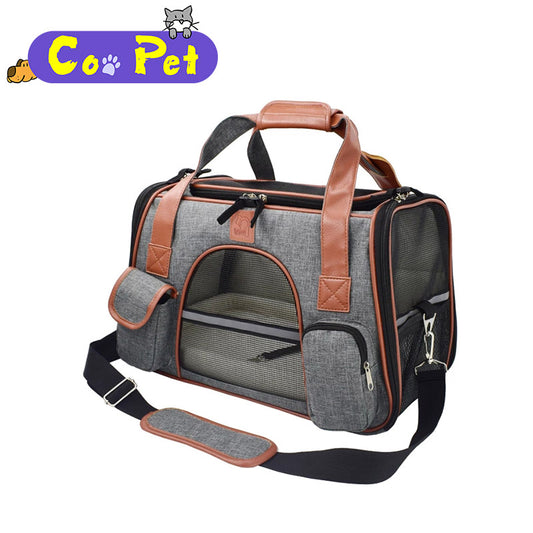 Coopetcn Dog Carrier Travel Car Seat Pet Carriers 43*25*28cm Portable Backpack Breathable Cat Cage