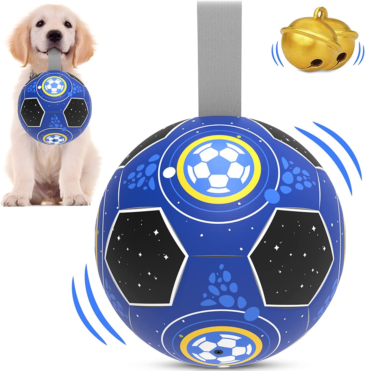 Dog Toys Soccer Ball with Jingle Bell Inside & Nylon Strap,Durable Fetch Ball Dog Toys for Puppy (6 inch)